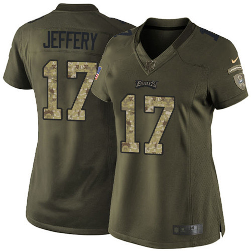 Nike Eagles #17 Alshon Jeffery Green Women's Stitched NFL Limited 2015 Salute to Service Jersey